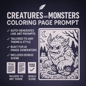 Creatures and Monsters Coloring Page Prompt