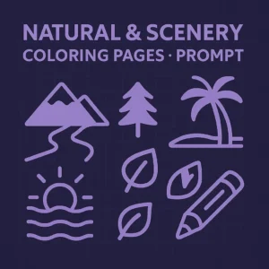Natural and Scenery Coloring Page Prompt