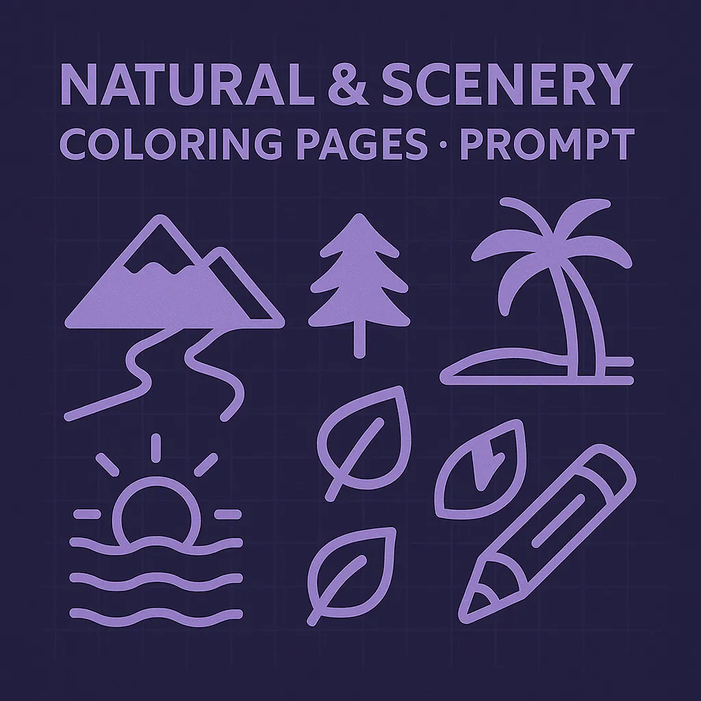 Natural and Scenery Coloring Page Prompt