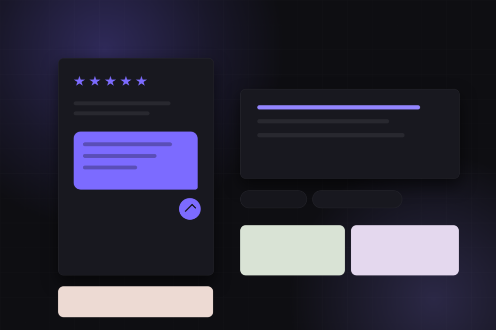 Article cover in the ChatPrompt Genius palette: a phone panel showing a five-star row and a violet review request message with a send button.